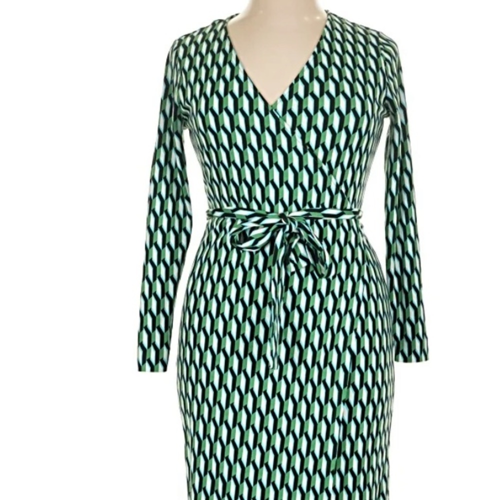 Diane Von Furstenberg for Target Green and Black Geometric Wrap Dress